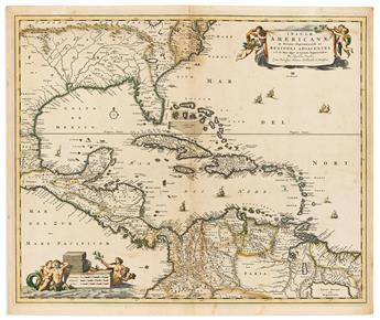 (CARIBBEAN.) Nicolas Visscher. Insulae Americanae in Oceano Septentrionali ac Regiones Adiacentes.                                               